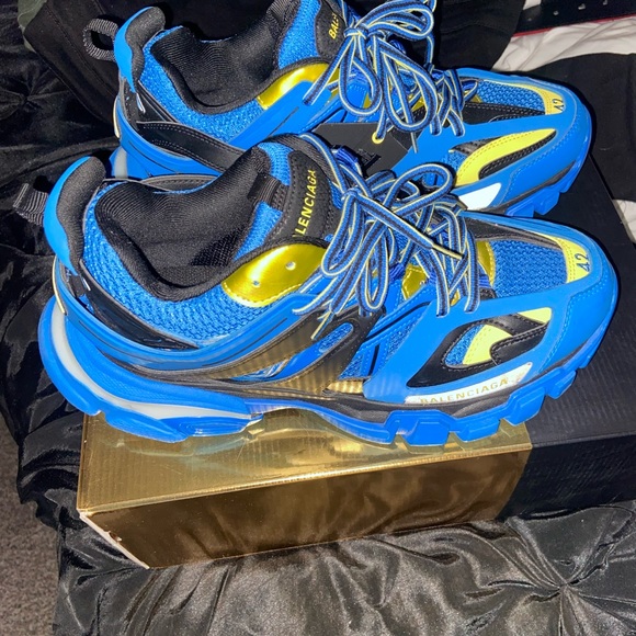 Balenciaga Track LED Lace-Up Sneakers Blue/Yellow Men’s size EU 42 US 9 - Picture 8 of 8